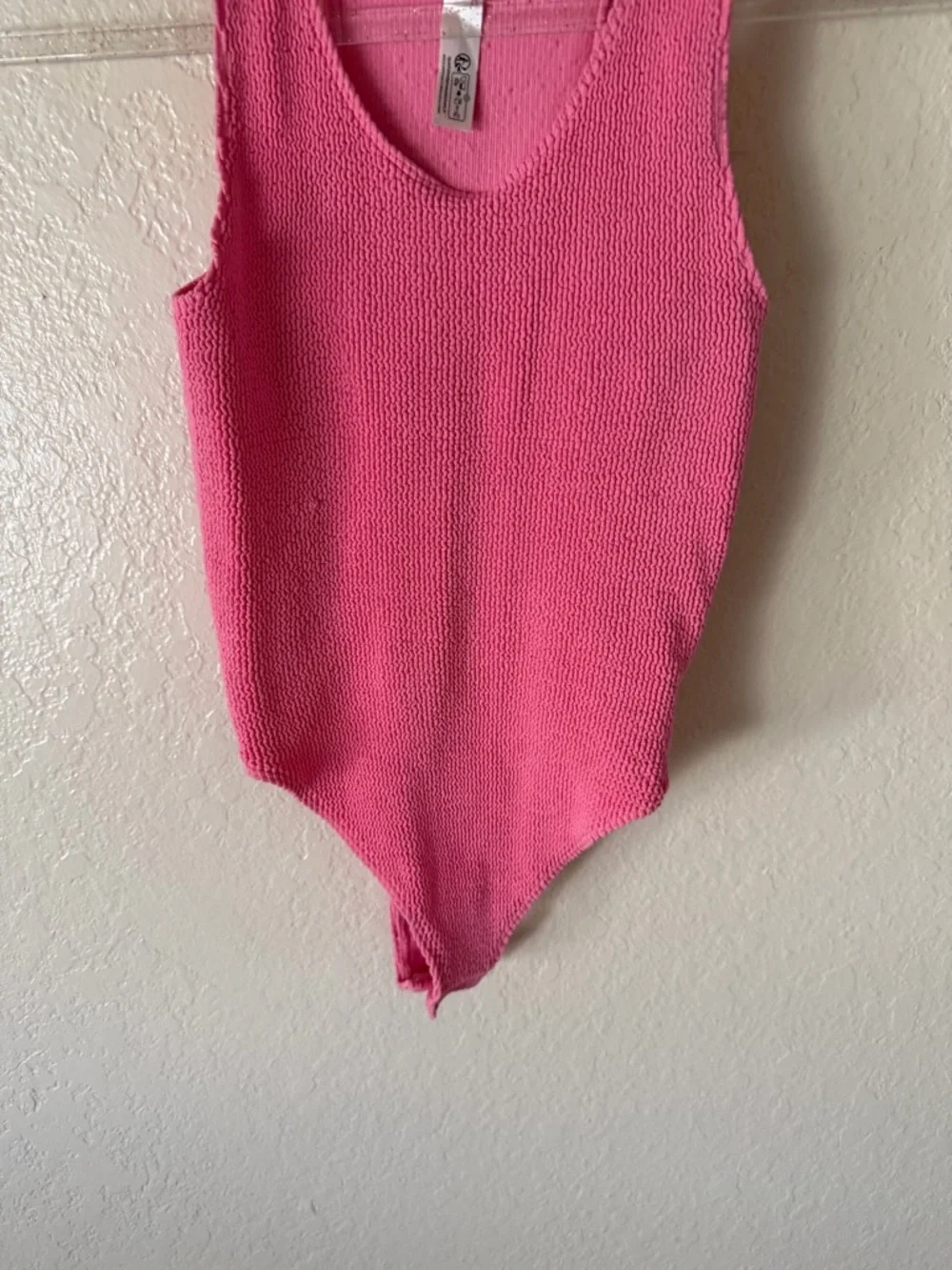 New Free People Hot Pink Textured Sleeveless Bodysuit size M